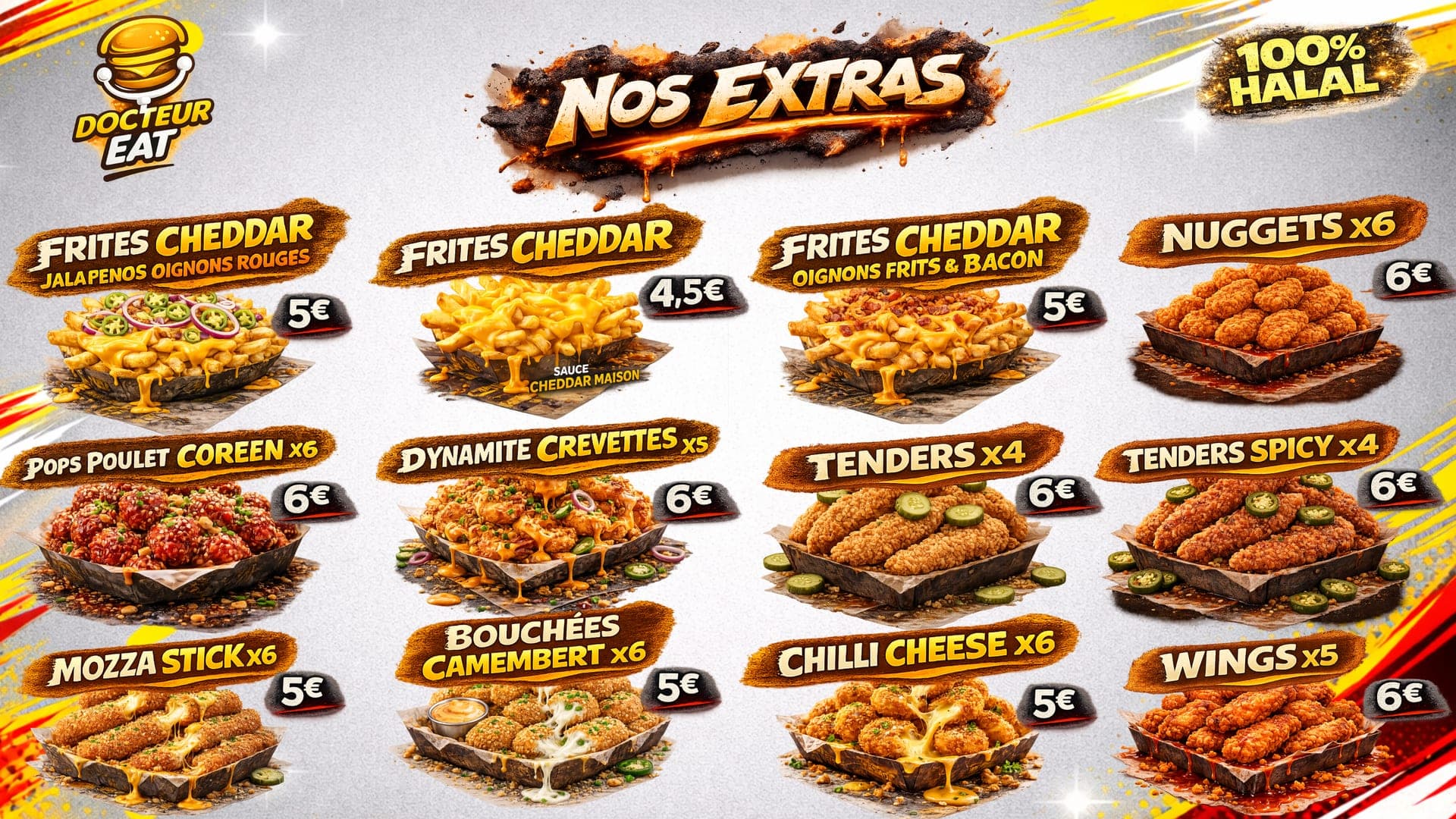 Carte Nos extras — Frites, tenders et accompagnements à Mulhouse
