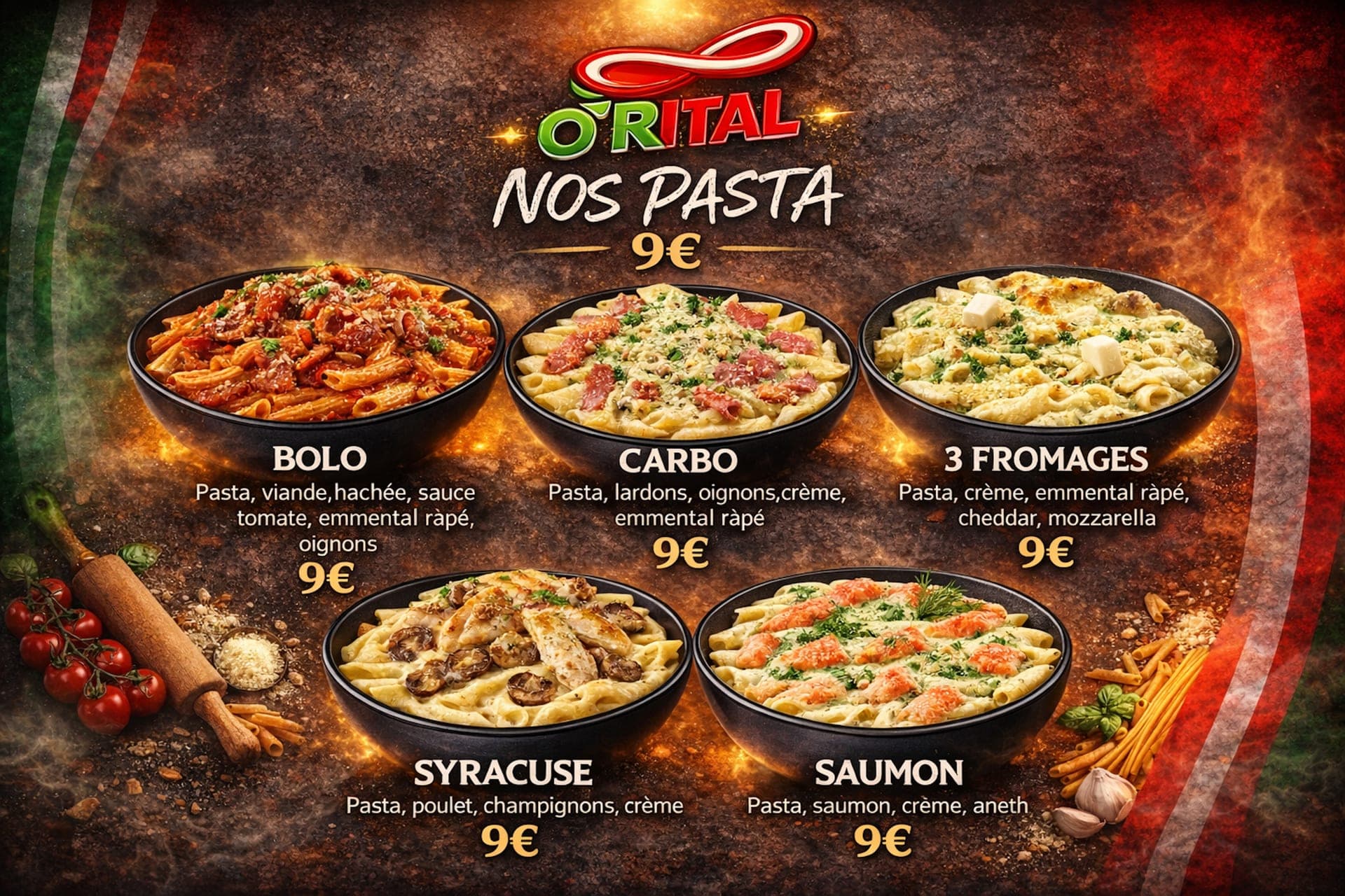 Carte O'Rital — Pâtes fraîches à Mulhouse